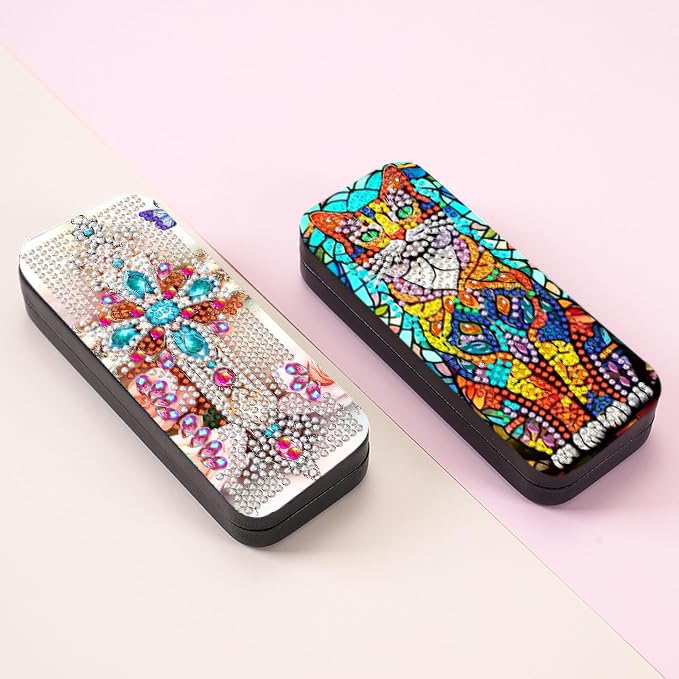 Leatrice 5D Diamond Art Kits for Adults Diamond Dots Eyeglasses Case - color: crucifix