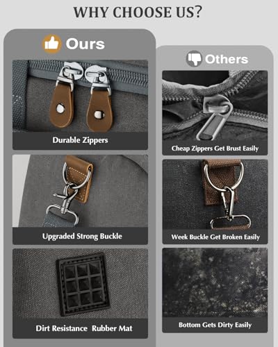Gonex Duffle Bag for Travel, Expandable 50L Overnight Weekender Gym Bag | Water-Resistant Canvas, Wet-Dry Pocket, Luggage Sleeve, Carry-On Size, Detachable Strap, Grey - color: Grey, size: Large-50L