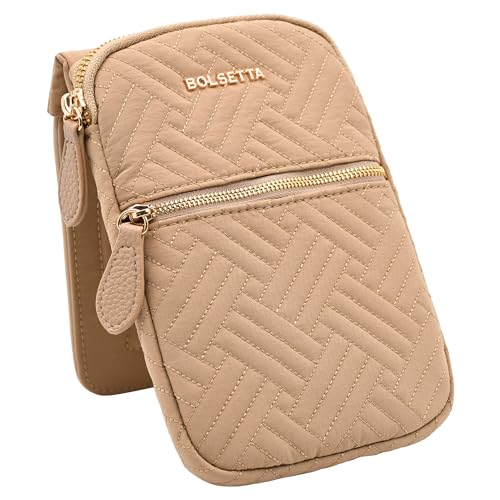 Magnetic Hip Pouch - RFID Blocking Pouch and Key Fob Protector - Zippered Pocket, Magnetic Snaplock Attachment - Lightweight Travel Wallet, Hip Bag for Concerts and Errands - Sandstone Quilt - color: Sandstone