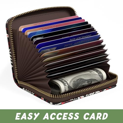 Credit Card Holder for Women, Small RFID Wallet Slim Leather Card Case - color: Abstract Skull, size: Keychain