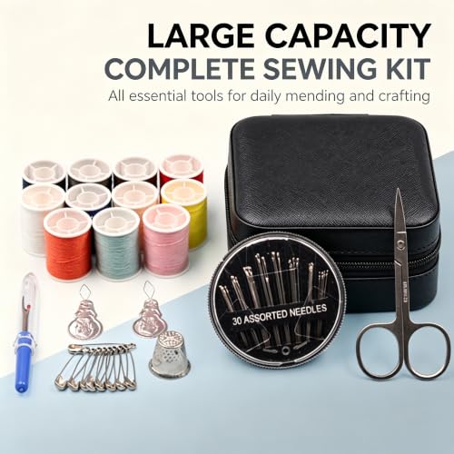 Lingletu 56-Piece Sewing Kit for Adults, Compact Emergency Sewing Box with Zipper Repair Tools, Small Sewing Supplies & Accessories for Home, Travel & Quick Stitch Solutions