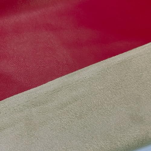 Double Sided Soft Skin Faux Leather/Suede 1 Yard 54" x 36" Thickness 0.65mm Width:54" Perfect for Upholstery, DIY Crafts, Hat Making, Hair Crafts Making, Sewing Red(Back Khaki) - color: Red, size: 36"x54"