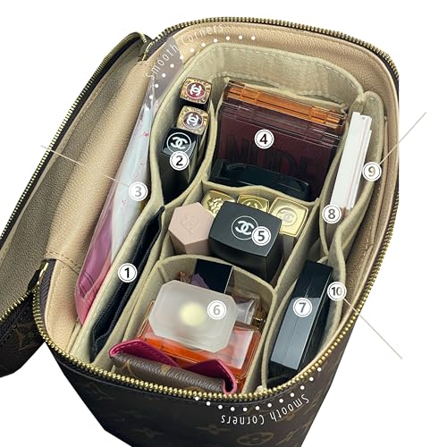 Premium Purse Organizer compatible with LV Nice BB/Mini/Nano with Detachable Middle Pouch, Handmade Makeup Vanity Case Insert Perfect Fit Contoured (Red, Nice BB) - color: Red, size: Nice BB