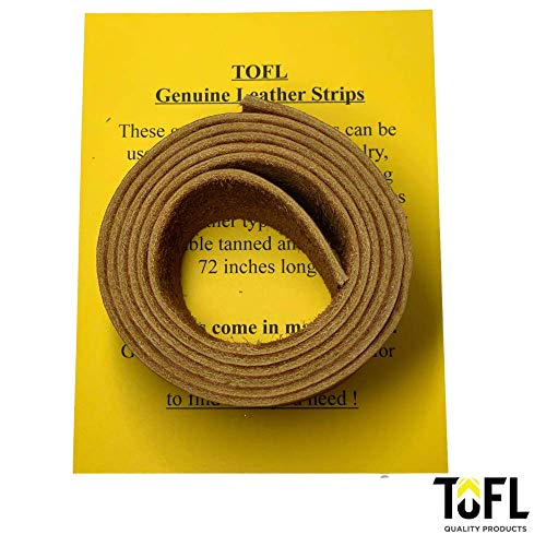 Genuine Top-Grain Leather Strap | 48 Inches Long | 2 Inches Wide | 1/16 Inch Thick (4-5 oz) | 1 Leather Strip for DIY Arts & Craft Projects, Clothing, Jewelry, Wrapping | Tan | 48" L x 2" W x 1/16" Thick | Smooth Grain & Suede Back | Trim, Wraps & Decorat