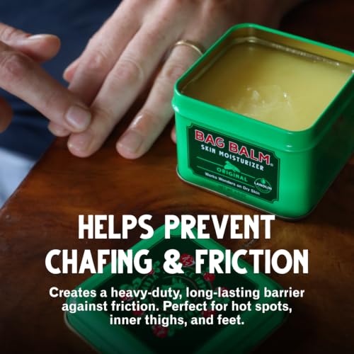Bag Balm Vermont's Original Skin Moisturizer - Full Body Hydrating Skin Care: Dry Hands, Lips, Face, Feet & More - Unscented, Cruelty & Paraben Free - Day & Night, Men & Women (4oz Tin, Made in USA) | camping-soaps-and-shampoos - size: 4 Ounce (Pack of 1)