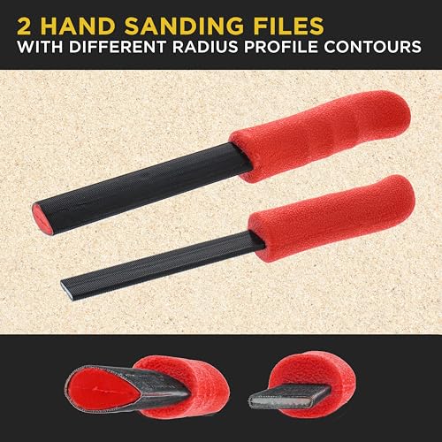 Dura-Gold Luthier Acoustic Guitar Master Woodworker Hand Sanding Block Set with 40 Sheet Hook & Loop Sandpaper Kit - Music Radius Repair Tools, Convex & Concave Profile Shapes, File Sticks - Sand Wood - size: 10-Piece