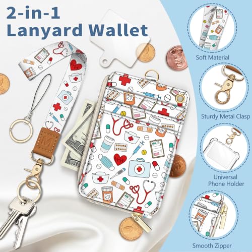 Nurse Lanyard Wallet with Id Badge Holder Keychain for Card Women - color: Nurse
