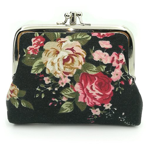 Cute Floral Buckle Coin Purses Vintage Pouch Kiss-lock Change Purse Wallets… - color: 01