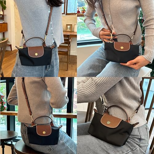Leather Replacement Straps for Le Pliage Mini Pouch Bags, Adjustable Crossbody & Shoulder Handbag Straps for Women - color: Taupe