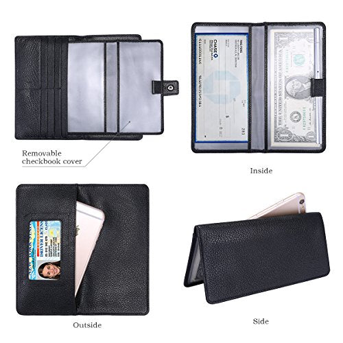 Itslife Womens Wallet,Large Capacity RFID Blocking Leather Wallets Credit Cards Organizer Ladies Wallet with Checkbook Holder - color: 1-Black