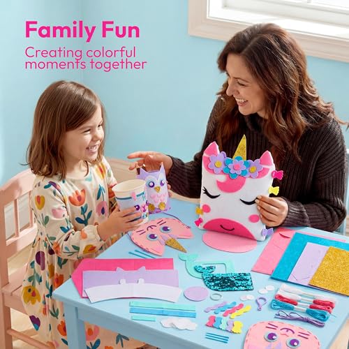 Klever Kits 7 Sewing Projects- My First Kids Sewing Kit- Easy DIY Arts and Crafts for Girls, Craft Kits, Birthday Gifts for Kids Aged 6+, Unicorn and Mermaid Pillow - size: Miniature/Small