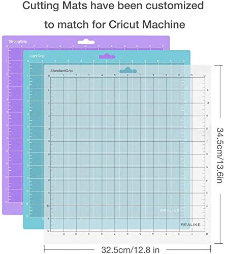 REALIKE 12x12 Cutting Mat for Silhouette Cameo 5/4/3/2/1 (3 Mats - StandardGrip, LightGrip, StrongGrip), Gridded Adhesive Non-Slip Cut Mat for Crafts, Quilting, Sewing, Scrapbooking and All Arts - color: Blue Transparent Purple -1, size: 12*12 Variety (3