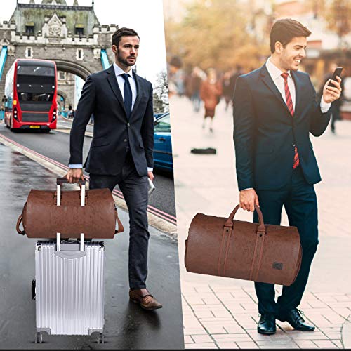 seyfocnia Convertible Travel Garment Bag,Carry on Garment Duffel Bag for Men Women - 2 in 1 Hanging Suitcase Suit Business Travel Bag - color: Brown
