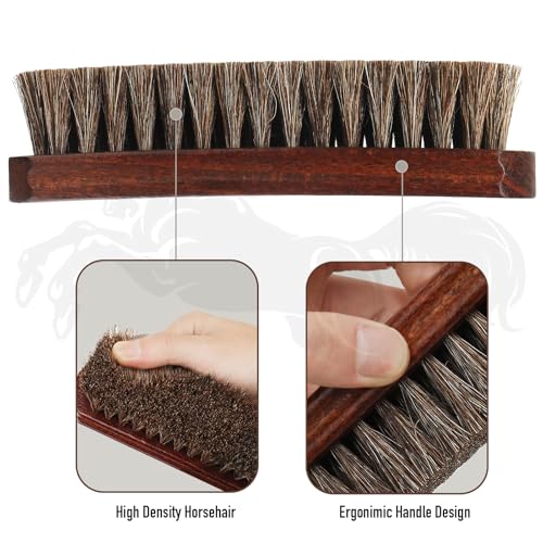 100% Horsehair Brush Professional Premium Horsehair Shoe Dauber Applicators for Leather Shoes Boots Coats Purses Soft Horsehair with Wooden Handle for Grip Leather Shine Polish (7" Brush 2pcs) - style: 7" Brush 2pcs