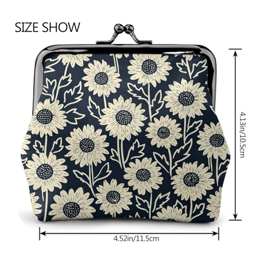 Kiss-lock Coin Purse for Women Change Purses Cute Small Coin Pouch Tiny Coin Wallet (Cute Floral Sunflower) - color: Cute Floral Sunflower