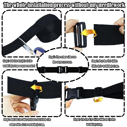 Buckles Straps 1.5 Inch, Webbing Straps 6 Yards, Quick Side Release Plastic Buckles 4 Packs, Tri-Glide Slide Clip 12 PCS, No Sewing Required Heavy Duty Durable, Backpack Parachute Replacement. - color: 1.5 Inch Buckles Straps