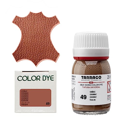 Tarrago Leather Dye Kit with Deglazer and Applicator - Restore & Recolor Shoes, Boots, Purses, Wallets, Jackets, and Furniture - Rich Pigment - 25mL - color: Cognac Brown #49