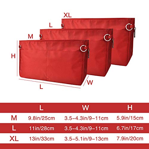 Vercord Expandable Nylon Handbag Purse Organizer Insert Liner Shaper Bag in Bag Red Medium - color: Red, size: Medium