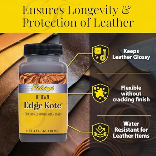Fiebing's Edge Kote 2-Pack (4oz, Brown) - Leather Edge Paint for Shoes, Furniture, Purses, Couches, Belts - Flexible, Water Resistant, Semi Gloss Color Coating Leather Dye to Protect Natural Edges