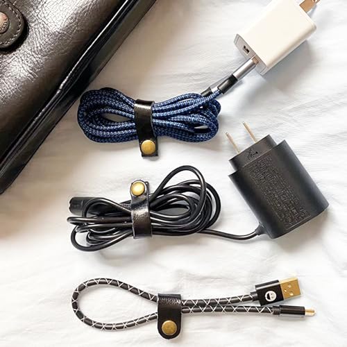 Kanemc 13PCS Leather Cord Organizer,3-Sizes Leather Cord Keeper for Travel