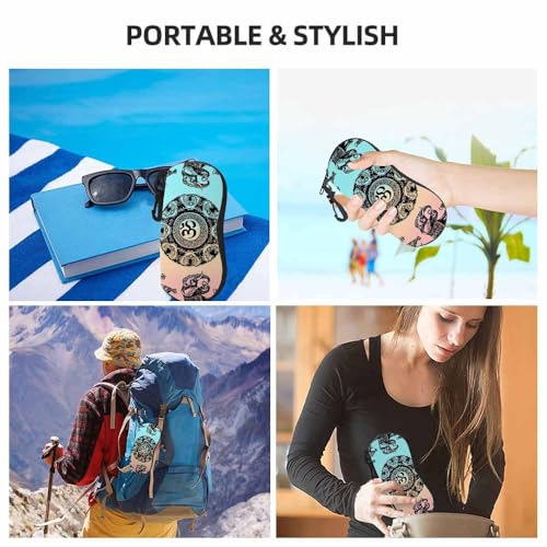 IBILIU Eyeglasses Case Circuit Board Ultra Light Neoprene Sunglasses Case,Soft Reading Glasses Case For Women Men - color: Elephant Mandala
