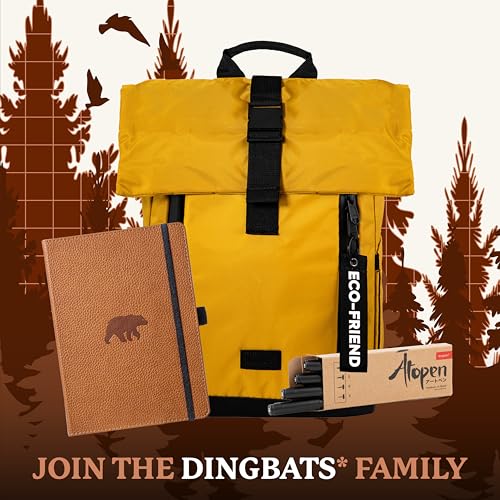 Dingbats* Wildlife Lined Writing Journal Notebook A5 - Vegan Leather Hardcover - Ideal for Work, Travel - Pocket, Elastic Closure, & Bookmark - color: Brown Bear, style: Lined