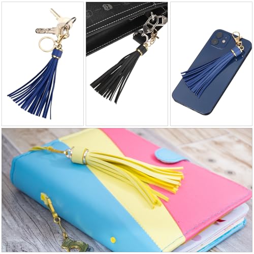 uxcell 10pcs PU Leather Tassels, 6 Inch Keychain Tassel Charm Tassel Purse Charm with Lobster Swivel for Jewelry Making, Handbag, DIY Crafts, Phone Straps (Dark Purple) - color: Dark Purple