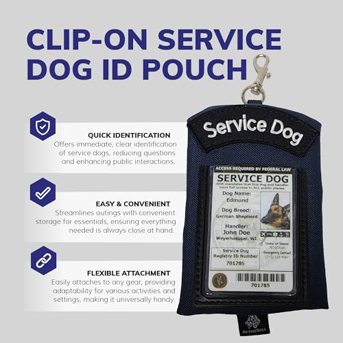 ActiveDogs Service Dog ID Card Pouch, Clip-On Badge Holder, Navy Blue - color: Navy Blue