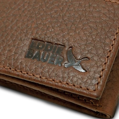 Eddie Bauer Men Signature Trifold Wallet - color: Rugged Leather - Tan