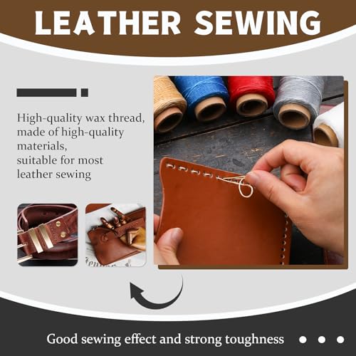 Jupean Waxed Thread for Leather Threads Bleached Thread Leather String Cord - color: White