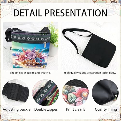 DDGYP DIY Diamond Painting Crossbody Bag - 5D Diamond Art Kits for Adults | PU Leather Art Bag with Shell Beach Design, Craft Kits for Women, Ideal for Gifts & Everyday Use - color: Beach 1