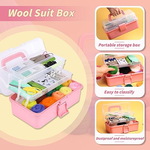 JUPEAN 221 Pcs Needle Felting Kits for Beginners Adults Wool Felting Kit | 43 Color Needle Felting Wool Roving Needle Felting Supplies with Felting Molds Foam Mat and 4 Sizes Felting Needles - style: Style D