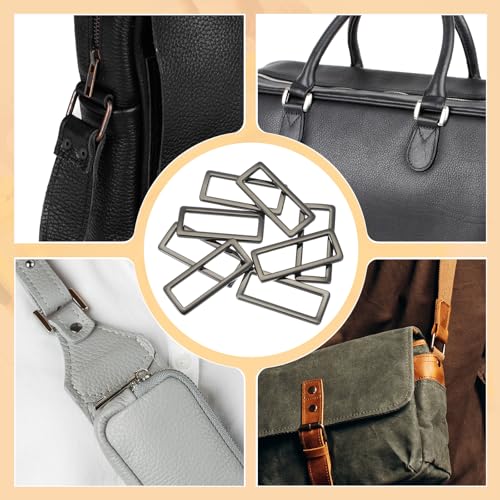 uxcell 8pcs Metal Flat Rectangle Ring, Rectangular Buckle Rings Square Strap Webbing Loop for Bag Belt Purse DIY - color: Gun Black, size: 39mm(1-1/2 inches)