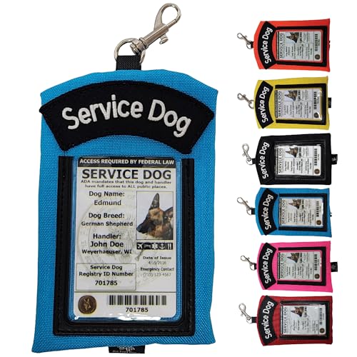 ActiveDogs Service Dog ID Card Pouch, Clip-On Badge Holder, Aqua - color: Aqua