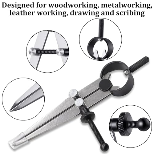 Aienxn Adjustable Edge Creaser Wing Divider, DIY Leather Divider, Compass Drawing Tool, Rotating Craft Tool Leathercraft Compasses for Woodworking, Metalworking Geometry Drawing (4inch) - color: Black