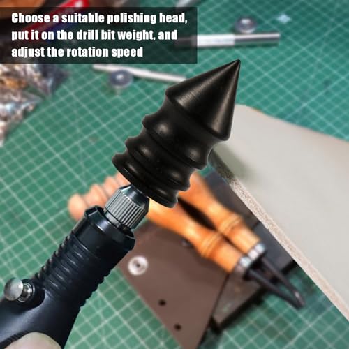 4pcs Leather Burnisher Bits for Rotary Tool, 4 Styles Leather Burnishing Tool Polished Head Ebony Burnishing Machine Accessories for Leather Craft Edges (Style 2) - style: Style 2