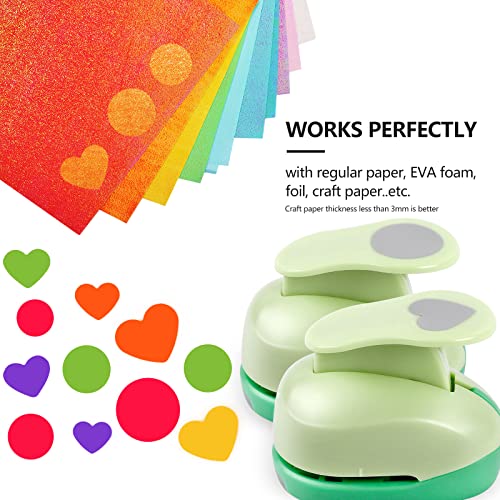 Circle Hole Punch Paper Punches for Crafting 3/8+5/8+1 Inch Circle Punches | Heart Hole Punch, Shape Puncher Cutter for Paper Crafts Scrapbooking, 6Pcs - style: 6 Diffrent Size Circle and Heart