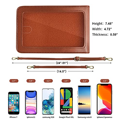 Crossbody Cellphone Purse Women Touch Screen Bag RFID Blocking Wallet Handbag Shoulder Strap - color: Brown-small, size: Small