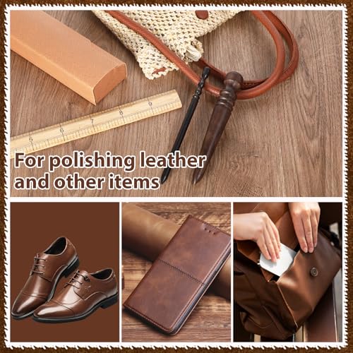 2 Pcs Leather Edge Burnish Kit Professional Ebony Wood Leather Burnisher Tool Leather Polished Grinding Tool Leather Edge Slicker Burnisher Round Head Leather Edge Burnishing Tool Leather Craft Tool