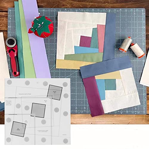 AUNMAS Sewing Ruler, Transparent Acrylic Quilting Ruler with Grids Log Cabin Quilt Ruler for Quilting, Sewing and Crafts (6 Inch) - size: 6 Inch