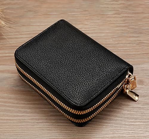 RFID Blocking Large Capacity Ladies Wallet Long Clutch Wallet Multi Card Organizer, Double Layer Women's Clutch Organizer-Black - color: Black 1