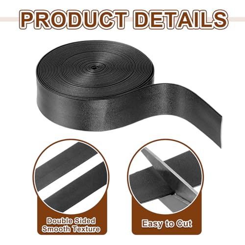 uxcell 5 Yard 25mm PU Faux Leather Strips, Fold Over Leather Strap Roll Double Sided Faux Supplies for DIY Craft Projects, Black - color: Black, size: 25mm