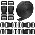 Buckles Straps 1 Inch, Nylon Webbing Straps 6 Yards + 6 PCS Quick Side Release Plastic Buckles + 12 PCS Tri-Glide Slide Clip, No Sewing Required Heavy Duty Durable, Backpack Dog Collars Replacement. - color: 1 Inch Buckles Straps