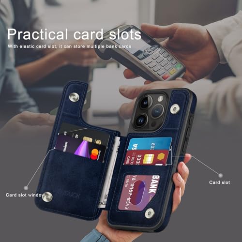 DJDUCK Designed for iPhone 16 Pro Max Case Wallet with Card Holder, [Magnetic Clasp Cover] [RFID Blocking Leather Protection] Shockproof Women Men Cases 6.9 Inch for Apple 16 Pro Max Dark Blue - color: Dark Blue