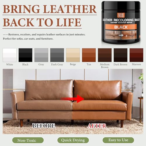 Leather Recoloring Balm, Leather Color Restorer, Dark Brown - color: Dark Brown