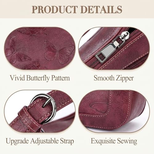 BELTANA Shoulder Bag for Women, Small Vegan Leather Butterfly Hobo Purse | Crescent Shoulder Purse, Top Handle Design, Lightweight, Underarm Style, Daily Travel & Shopping, Gift Choice - color: Red