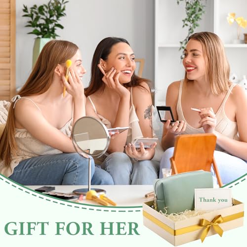 Kigeli Leather Makeup Bag PU Leather Cosmetic Pouch Wide-open Waterproof Toiletry Organizer with Dividers Travel Bag Birthday Valentine's Day Gifts for Women Friend Sister Daughter BFF(Green) - color: Green