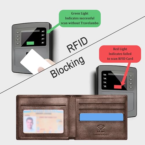 Travelambo Genuine Leather Wallet for Men with Gift Box - Handmade Bifold Stylish - Mens Wallets Rfid Blocking with 2 ID Windows - color: Pearlescent Brown