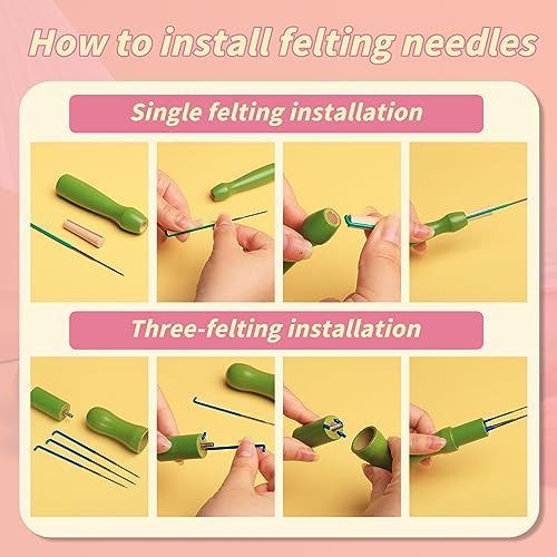 JUPEAN 221 Pcs Needle Felting Kits for Beginners Adults Wool Felting Kit | 43 Color Needle Felting Wool Roving Needle Felting Supplies with Felting Molds Foam Mat and 4 Sizes Felting Needles - style: Style D