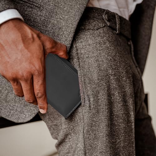 ASAD Leather Slim Everyday Trifold Wallet with ID Window and Multiple Card Slots | Genuine Leather Double Stitched RFID Blocking Stylish | Gift for Him | Black - color: Black